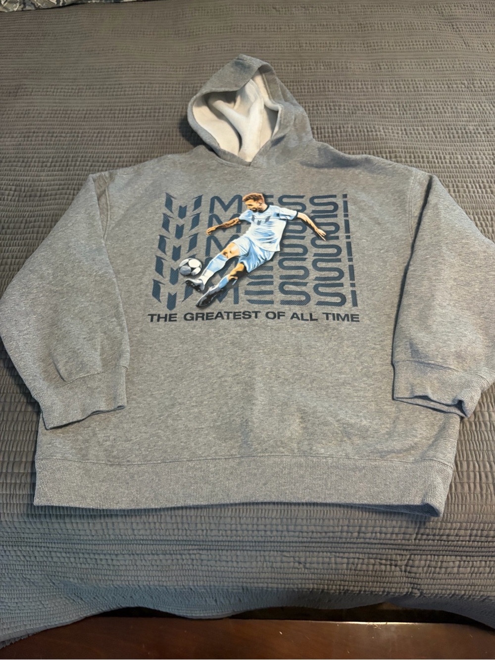 Gray 'Messi' Graphic Hoodie Sweatshirt - Casual Kids Hoodie